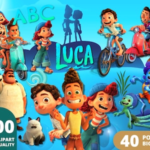 Luca Clipart PNG, Luca PNG Bundle, Luca Paguro, Alberto Scorfano, Giulia Marcovaldo, Luca Shirts, Luca Font, Luca Posters