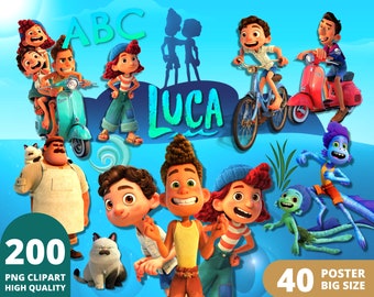 Luca Clipart PNG, Luca PNG Bundle, Luca Paguro, Alberto Scorfano, Giulia Marcovaldo, Luca Shirts, Luca Font, Luca Posters