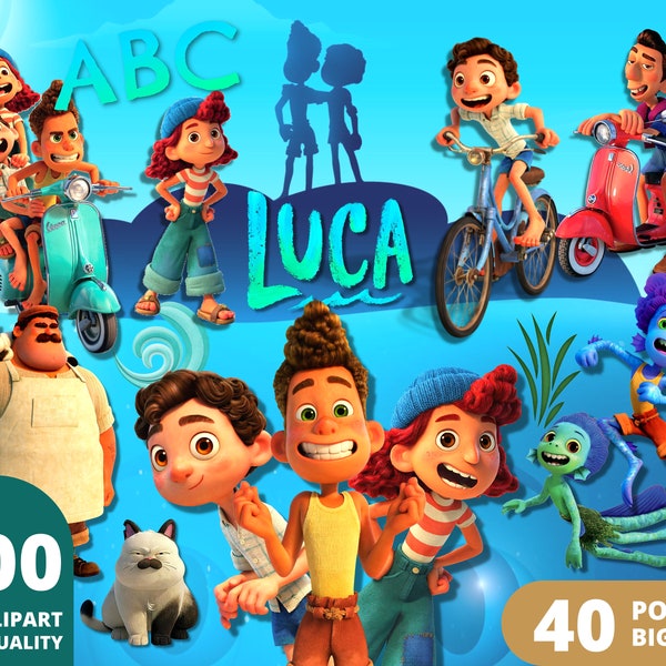 Luca Clipart PNG, Luca PNG Bundle, Luca Paguro, Alberto Scorfano, Giulia Marcovaldo, Luca Shirts, Luca Font, Luca Posters