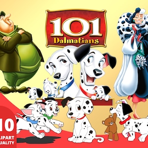 101 Dalmatians Clipart PNG, Cruella Puppy, 101 Dogs Sublimation, Dalmatians Birthday, Dalmatians Cartoon