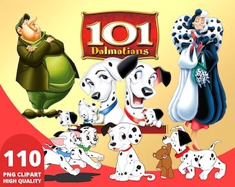 101 Dalmatians Clipart PNG, Cruella Puppy, 101 Dogs Sublimation, Dalmatians Birthday, Dalmatians Cartoon