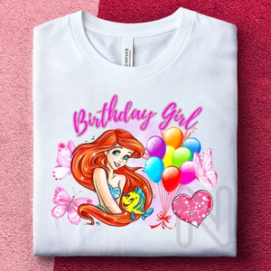 Little Mermaid Sublimation PNG, Birthday Girl Shirt, Mermaid Ariel, Princess Mermaid, Princess Ariel Sublimation