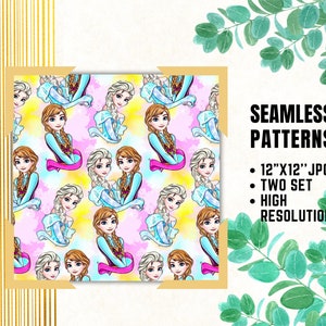 Frozen Seamless Papers, Princess Digital Papers, Princess Frozen, Elsa Anna Cartoon, Gift Wrapping, Fabric Patterns