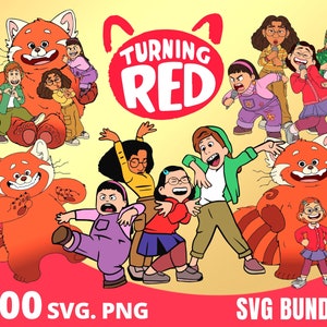 Paquete SVG de Turning Red, Clipart PNG de Turning Red, Archivos de corte de Mei Lee, Diseños de sublimación, Panda rojo SVG en capas
