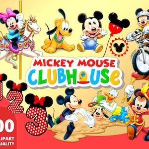 Mickey Clubhouse Clipart PNG, Mickey Party Theme, Mouse Friends, Mickey Baby, Wrapping Papers, Mickey Clubhouse Illustration