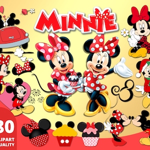 Minnie Mouse Red Clipart PNG, Minnie Mouse Sublimation, Minnie Birthday Gifts, Minnie Mouse Alphabet, Minnie Cartoon