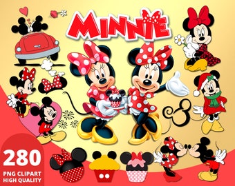 Minnie Mouse Red Clipart PNG, Minnie Mouse Sublimation, Minnie Birthday Gifts, Minnie Mouse Alphabet, Minnie Cartoon
