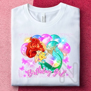 Little Mermaid Sublimation PNG, Birthday Girl Shirt, Mermaid Ariel, Princess Mermaid, Princess Ariel Sublimation