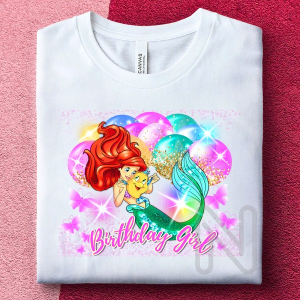 Little Mermaid Sublimation PNG, Birthday Girl Shirt, Mermaid Ariel, Princess Mermaid, Princess Ariel Sublimation