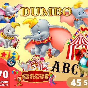 Dumbo PNG Clipart, Dumbo SVG Bundle, Dumbo Baby Shower Printable, Baby Dumbo Birthday Shirts, Baby Elephant PNG