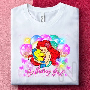 Little Mermaid Sublimation PNG, Birthday Girl Shirt, Mermaid Ariel, Princess Ariel Sublimation Designs