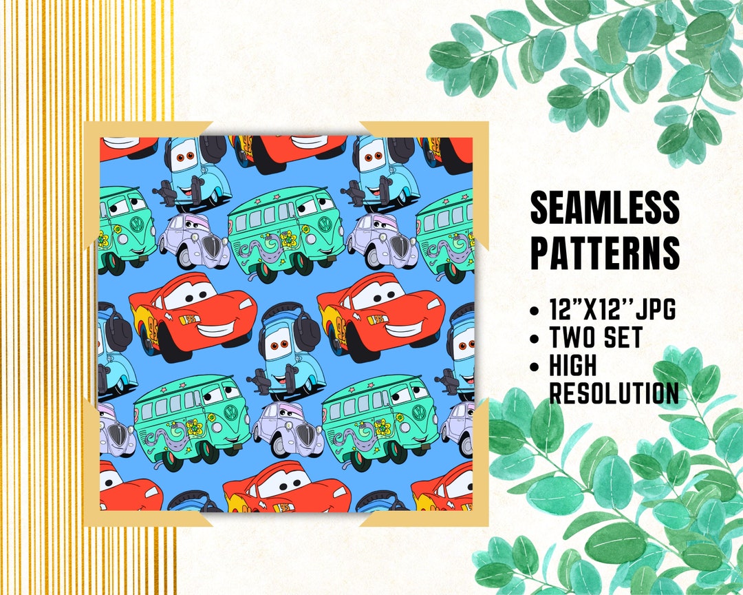 Cars Seamless Papers, Lightning Mcqueen Digital Papers, Birthday Party ...