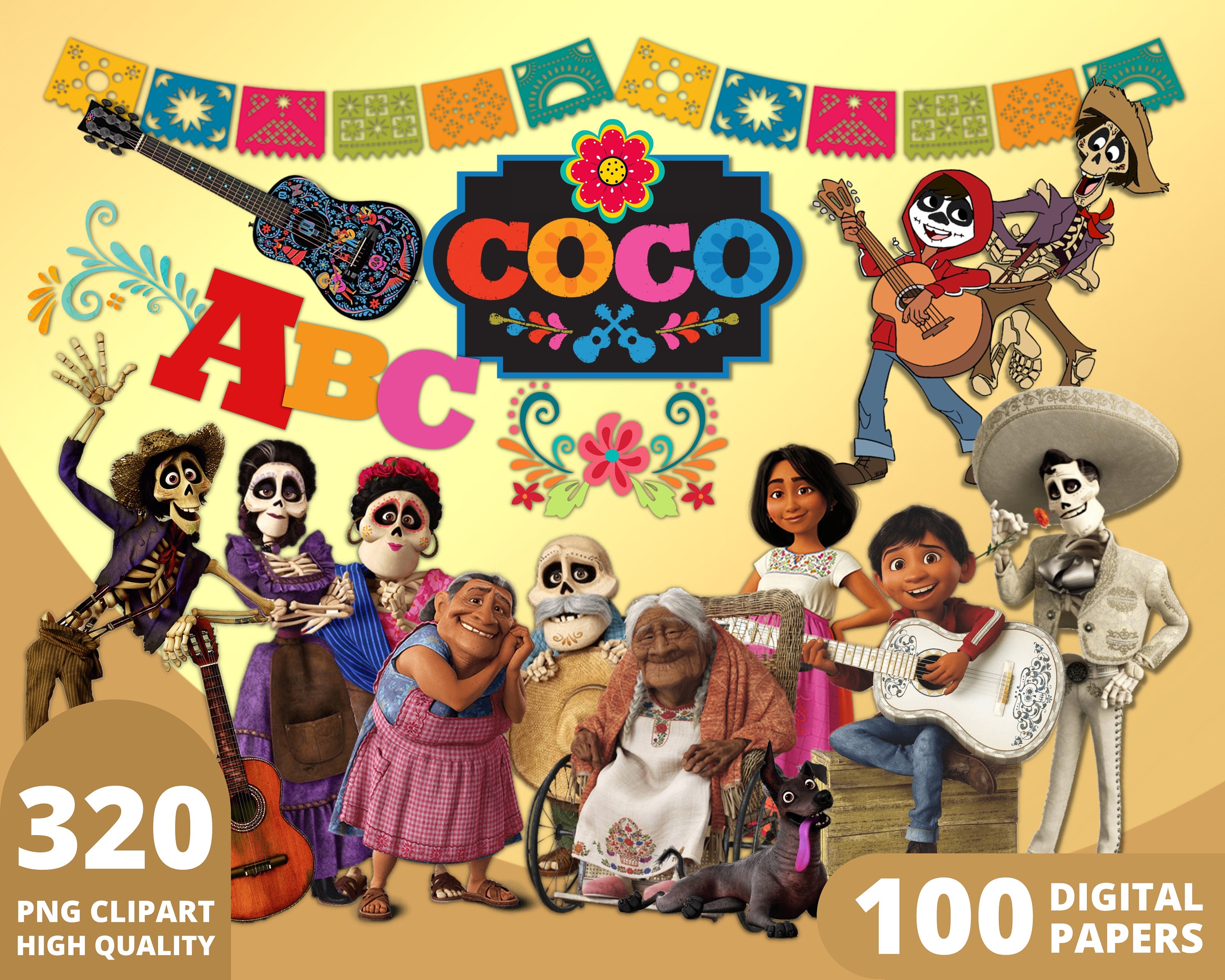 Coco Clipart PNG Miguel Rivera Coco Alphabet Coco Birthday Etsy