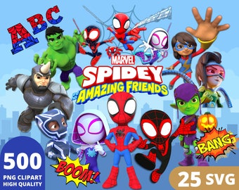 Spidey and his Amazing Friends Clipart PNG, Superhero Spidey, Marvel Kids Spiderman, Birthday Party Gifts, Marvel Spidey Posters