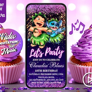 Lilo and Stitch Birthday Video Invitation, Lilo Stitch Musical Video, Editable Template, Any Age, DIY Musical Video Evites