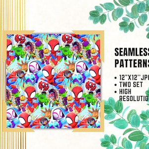 Spidey und seine erstaunlichen Freunde Seamless Papers, Spidey Digital Papers, Geburtstagsfeier, Geschenkverpackung, Marvel Superheld Stoffmuster