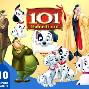 101 Dalmatians Clipart PNG, Cruella Puppy, 101 Dogs Sublimation, Dalmatians Birthday, Dalmatians Cartoon