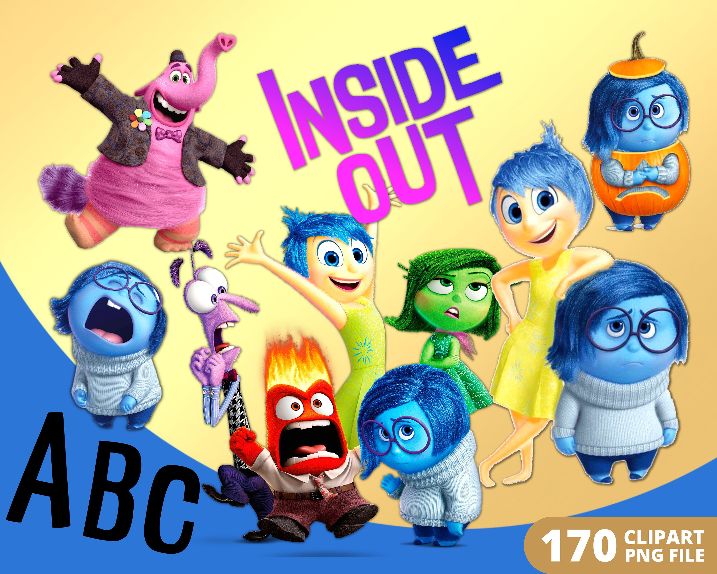 Inside Out Digital Papers, Inside Out Clipart PNG, Anger Joy Sadness ...