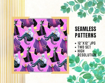 Villains Seamless Papers, Villains Digital Papers, Evil Queen Designs, Wrapping Papers, Villains Fabric Patterns