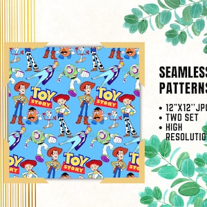 Toy Story Seamless Papers, Woody Digital Papers, Buzz Lightyear, Kids Birthday Gifts, Woody Wrapping Papers, Toy Story Fabric Patterns