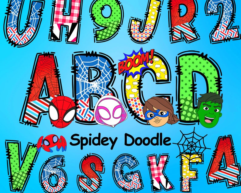 Alfabeto de Spidey Doodle, Spidey y sus increíbles amigos, superhéroe ...