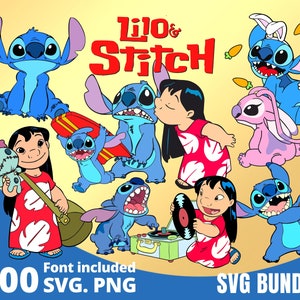 Lilo and Stitch SVG Bundle, Lilo and Stitch Clipart PNG, Stitch Birthday Print, Lilo and Stitch Gift, Sublimation Designs