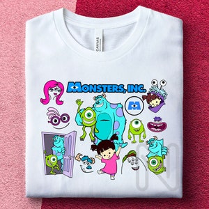 Monsters Inc. Sublimazione PNG, Sully Mike Monsters, Camicia per feste di compleanno, Disegni di sublimazione dei mostri