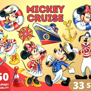 Mickey Cruise Clipart PNG, SVG Bundle, Sea Cruise, Mickey Mouse, Daisy and Donald, Family Trip, Cruise Nautical, Mickey Vacation