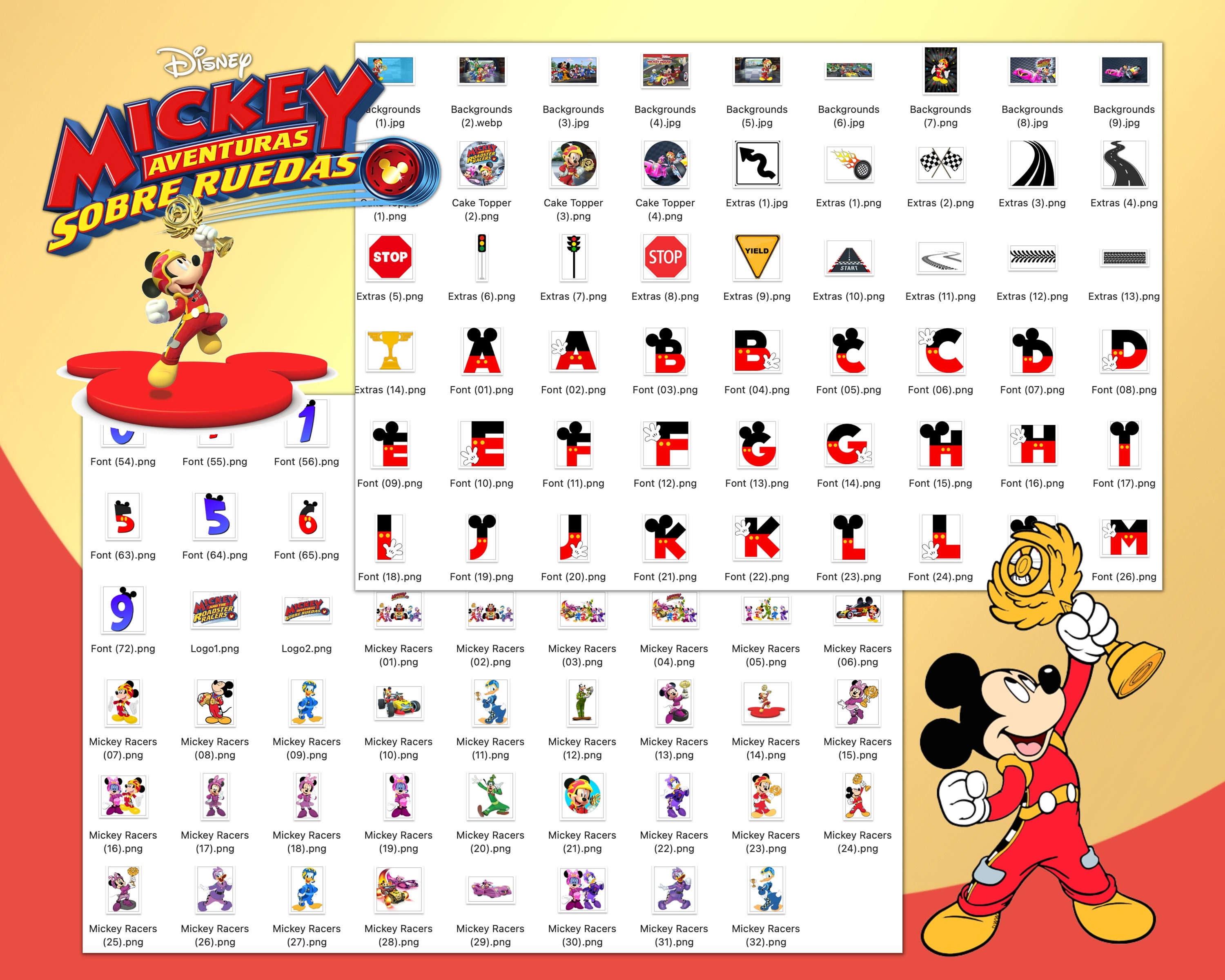 Mickey and Roadster Racers Clipart PNG Mickey Car Race Font - Etsy Canada