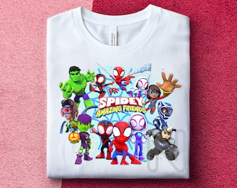 Spidey y sus increíbles amigos Sublimación PNG, Camisa de fiesta de cumpleaños de Spidey, Diseños de camisetas para niños, Sublimación de Marvel Superhero Spidey