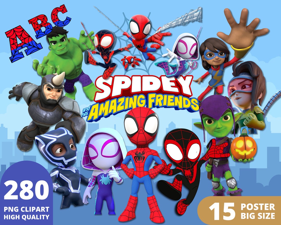 Spidey and His Amazing Friends Clipart PNG Kids Marvel - Etsy Canada