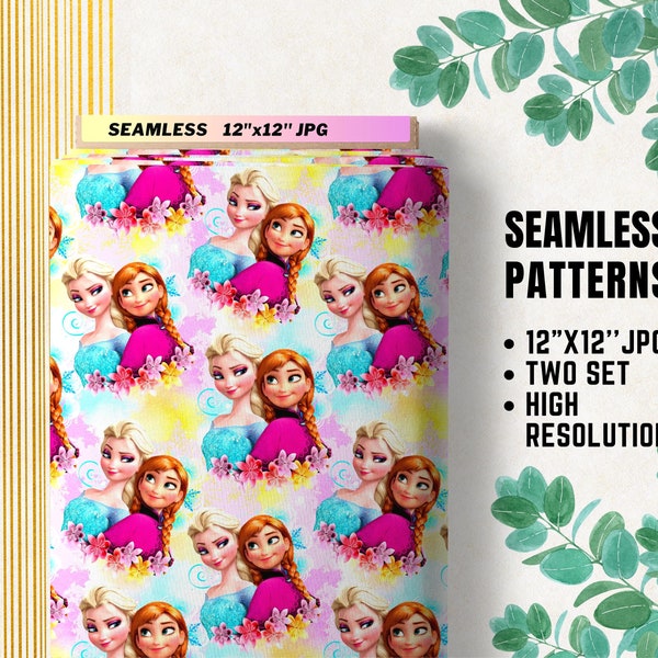 Frozen Seamless Papers, Princess Digital Papers, Princess Frozen, Elsa Anna Cartoon, Gift Wrapping, Fabric Patterns