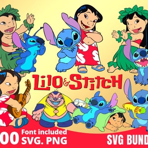 Lilo and Stitch SVG Bundle, Lilo and Stitch Clipart PNG, Stitch Birthday Print, Lilo and Stitch Gift, Sublimation Designs