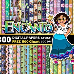 Encanto Digital Papers, Encanto Clipart PNG, Decorazioni di compleanno Encanto, Casita Mirabel Party, Carta da imballaggio, Modelli di carte Encanto