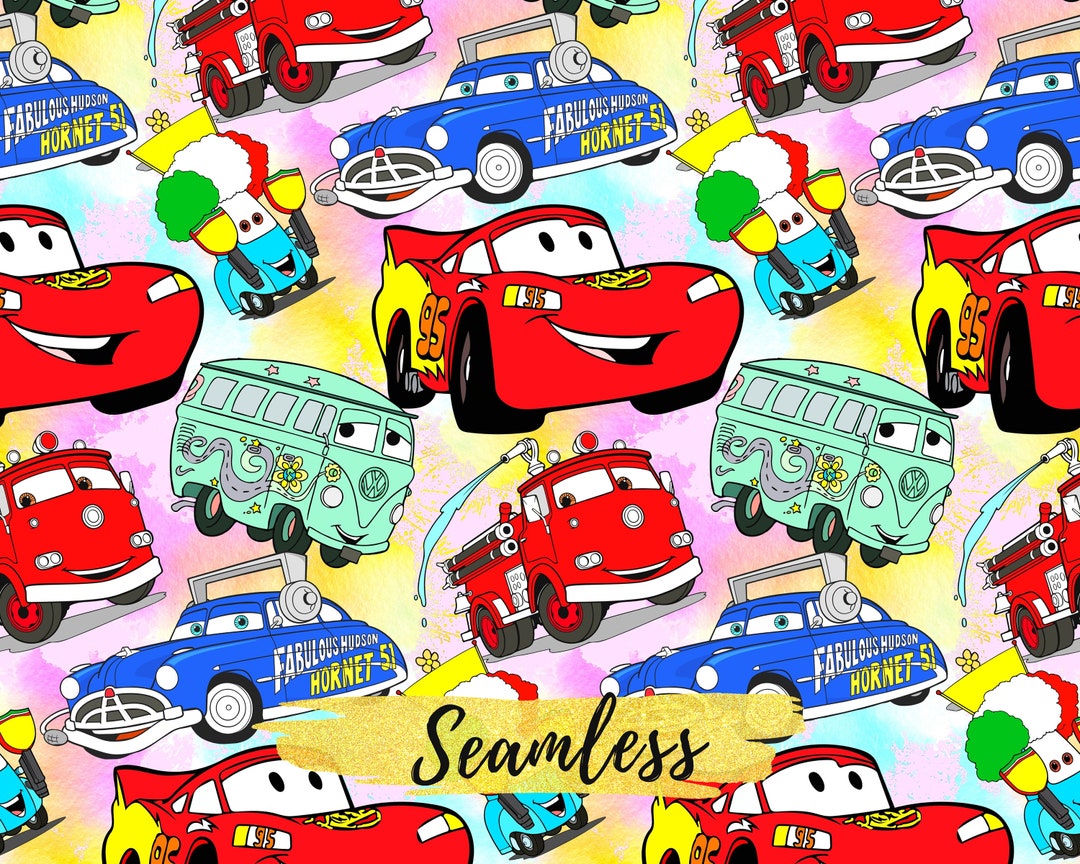 Cars Seamless Papers, Lightning Mcqueen Digital Papers, Birthday Party