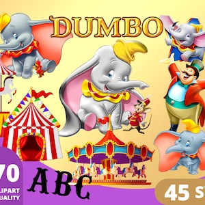Dumbo PNG Clipart, Dumbo SVG Bundle, Dumbo Baby Shower Printable, Baby Dumbo Birthday Shirts, Baby Elephant PNG