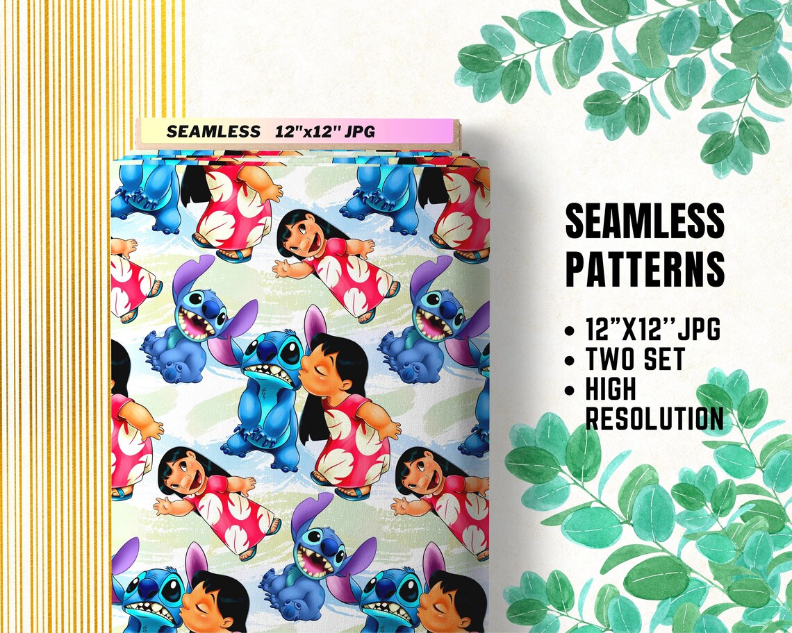 Lilo and Stitch Seamless Papers, Stitch Digital Papers, Kids Birthday ...