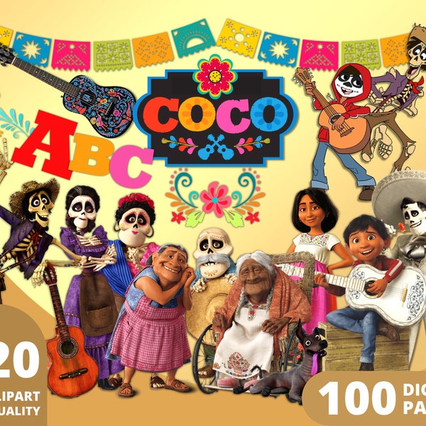 Coco Clipart PNG, Miguel Rivera, Coco Alphabet, Coco Birthday Gifts, Coco Decorations, Coco Digital Papers