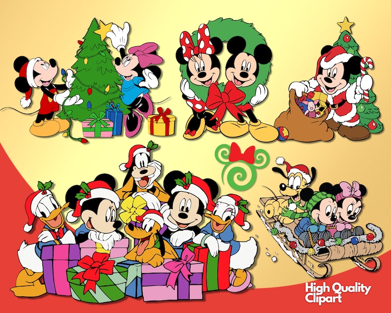 Mickey Christmas Clipart PNG Mickey Mouse Christmasparty Etsy