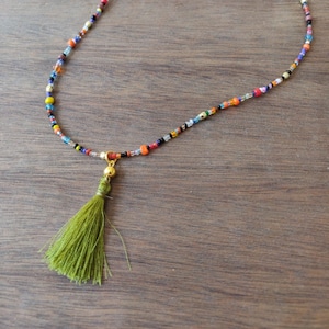 Unisex Ibiza Party necklace Handmade Mediterranean Sunset Surf Necklace Boho Chic Hippy 70s Style Bright Multicolor seedBeads Summer gift