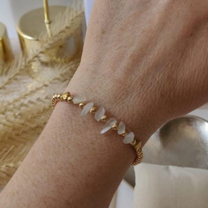 Armband med krysoberyl i klart kattöga - Lugnande ädelstensmycken, anpassningsbara, vibrationsenergi, bohemisk present till henne, visdomsstenspresent