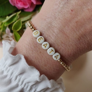 Customized Name Bracelet option with Family Names, Golden Beads Boho Chic Bracelet Gift for Love Friendship and Family, gift for mum