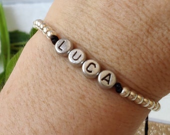 Waterproof unisex Customized Name Bracelet option with Family Names stainless steel Beads, Boho Chic  Gift for Love Friendship and Family