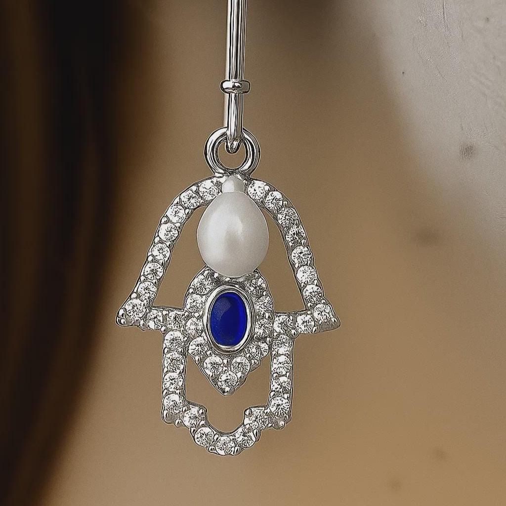 Orecchini Mano di Fatima Con perle Arancioni e marroni - handmade