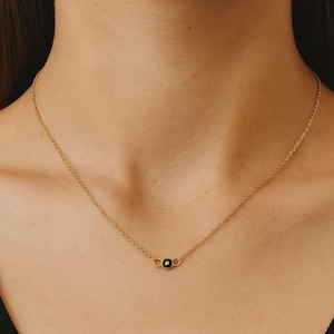 Evil eye Choker in 18k Gold-Plated Stainless Steel,Layered Minimalist Necklace, Lucky Micro Greek Eye Neo Hippy Style,talisman gift for her