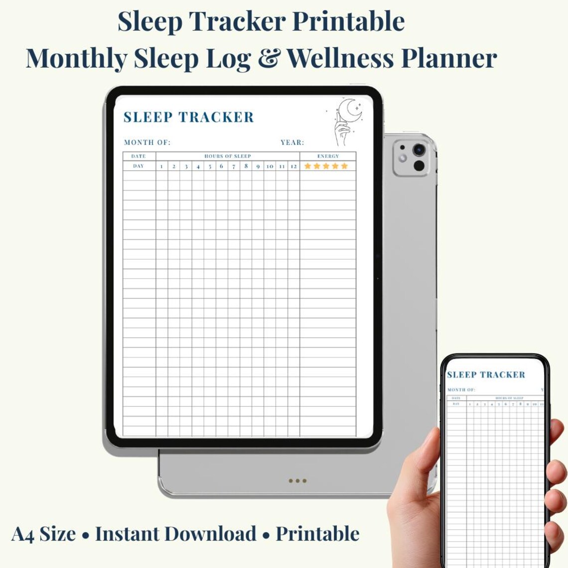 Sleep Tracker Printable A4 | Monthly Log | Minimal Sleep Journal ...