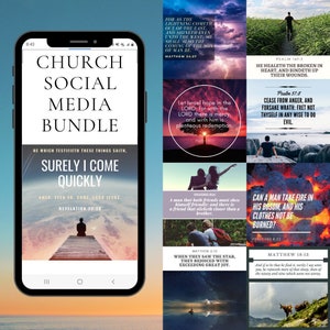 Church Social Media Bundle 2 - 65 Bible Verses KJV - Christian Instagram Posts