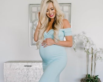 Off the Shoulder Sweetheart Flare Maternity Gown