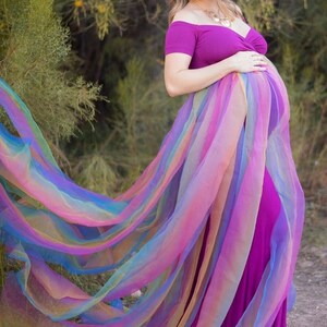 Off the Shoulder Sweetheart Rainbow Maternity Gown image 2