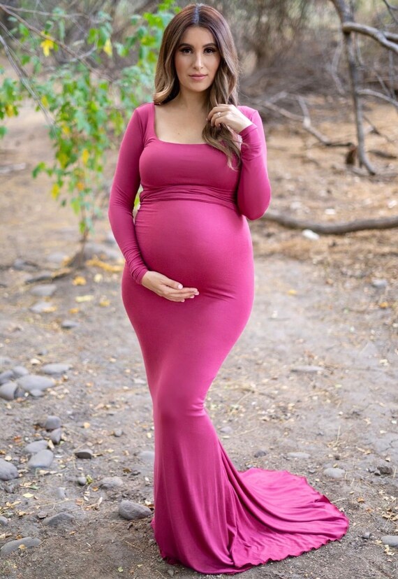 ZIUMUDY Maternity Dress for Photoshoot Photography Split Chiffon Maternity  Gown Long Train Maternity Dresses, Burgundy, S : Buy Online at Best Price  in KSA - Souq is now Amazon.sa: Fashion